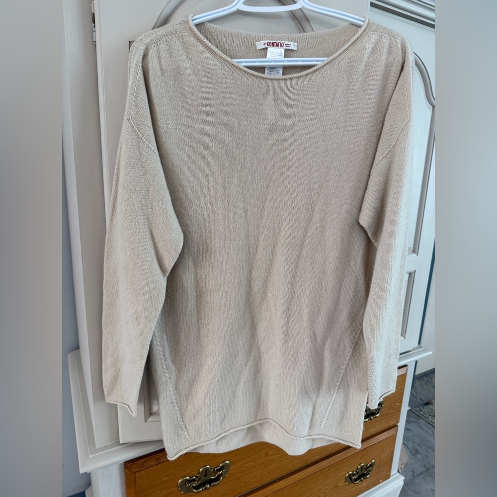 Elegant Beige Crew Neck Sweater